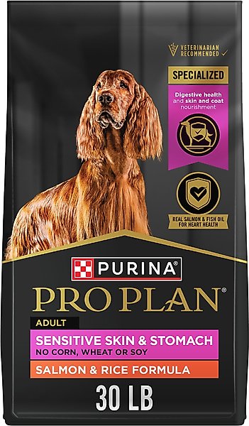 Purina Pro Plan Adult Sensitive Skin & Stomach Salmon & Rice Formula Dry Dog Food, 30-lb bag