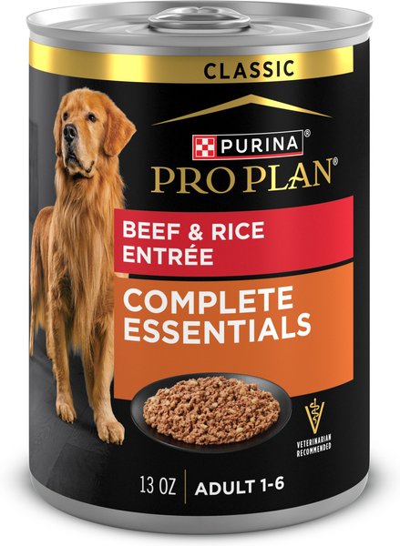 Purina Pro Plan Complete Essentials Beef & Rice Entree Wet Dog Food, 13-oz can, case of 12