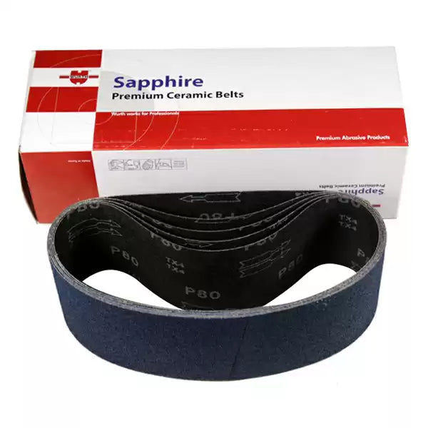 McF 4" X 24" Sapphire Portable Cloth Sanding Belt 120 Grit Ceramic/Aluminum Oxide 5/Box Wurth