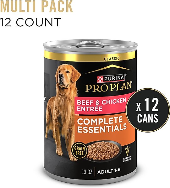Purina Pro Plan Savor Classic Beef & Chicken Entree Grain-Free Canned Dog Food, 13-oz, case of 12
