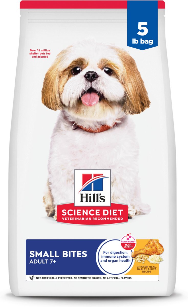 Hill's Science Diet Senior Adult 7+ Small Bites Chicken Meal, Barley & Rice Recipe Dry Dog Food - 5 lb