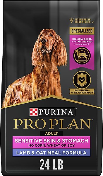 Purina Pro Plan Sensitive Skin & Stomach Adult with Probiotics Lamb & Oat Meal Formula High Protein Dry Dog Food, 24-lb bag