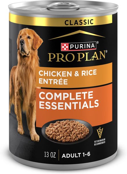 Purina Pro Plan Complete Essentials Adult Classic Chicken & Rice Entree Canned Dog Food, 13-oz can, case of 4