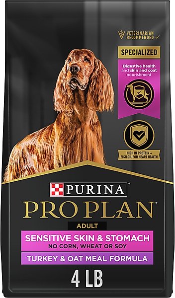 Purina Pro Plan Sensitive Skin & Stomach Adult with Probiotics Turkey & Oat Meal Formula High Protein Dry Dog Food, 4-lb bag