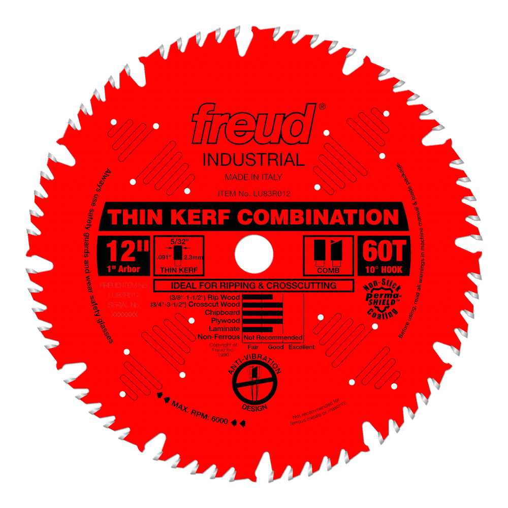 Freud LU83R012 12" Thin Kerf Combination Blade