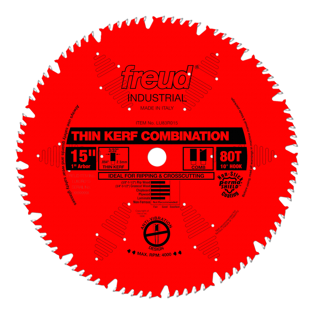 Freud LU83R015 15" Thin Kerf Combination Blade