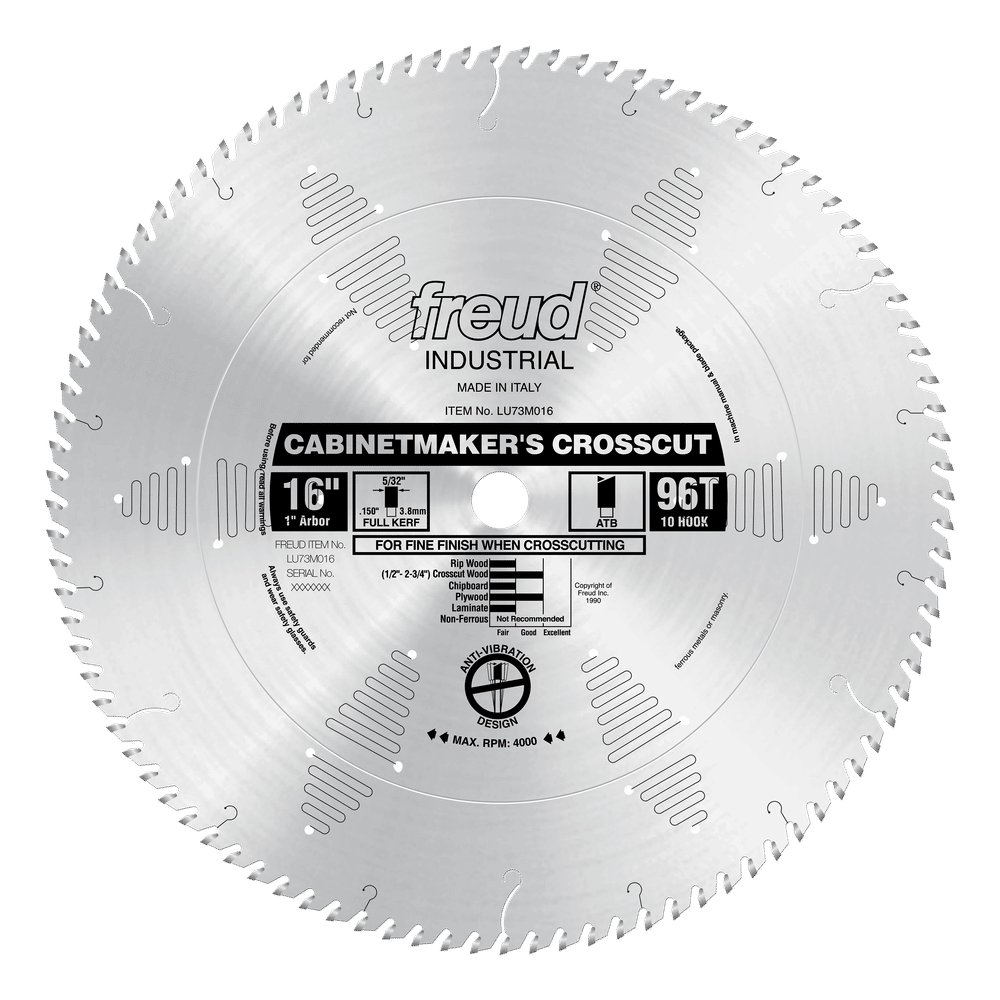Freud LU73M016 16" Cabinetmaker’s Crosscut Blade