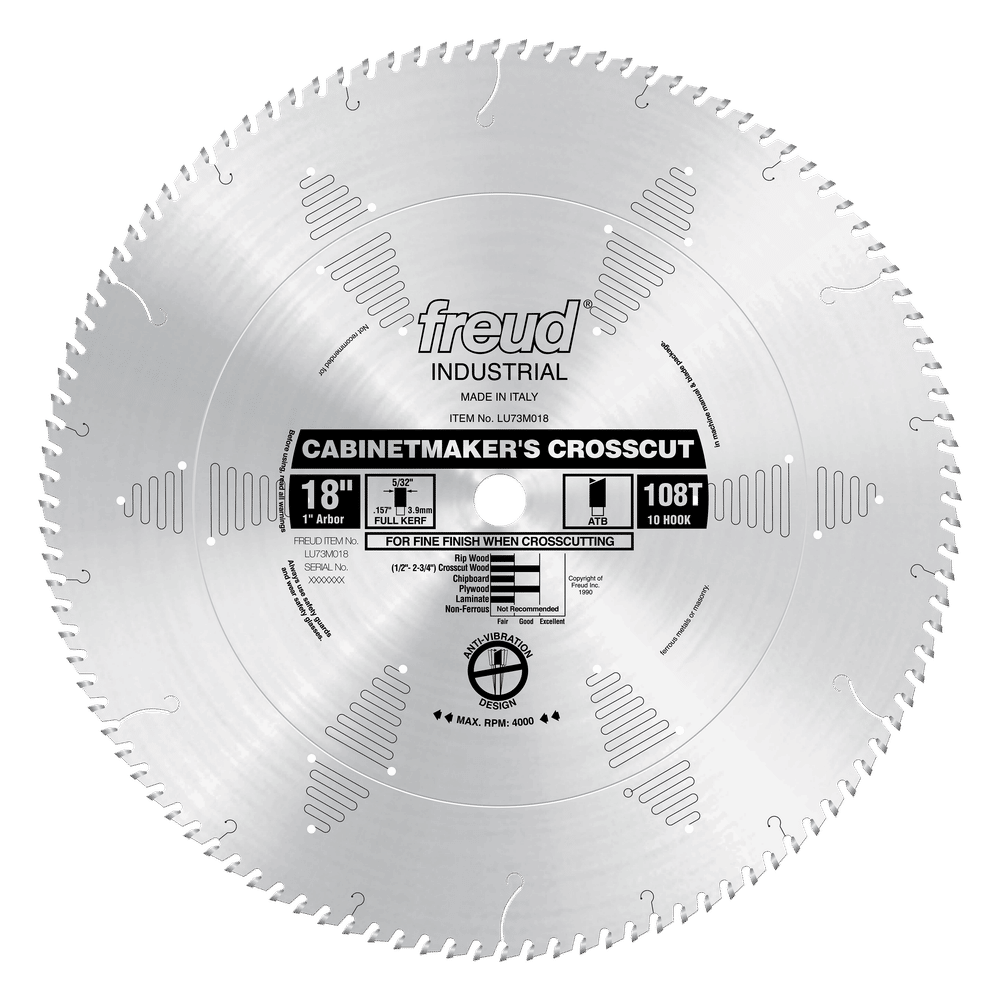 Freud LU73M018 18" Cabinetmaker’s Crosscut Blade