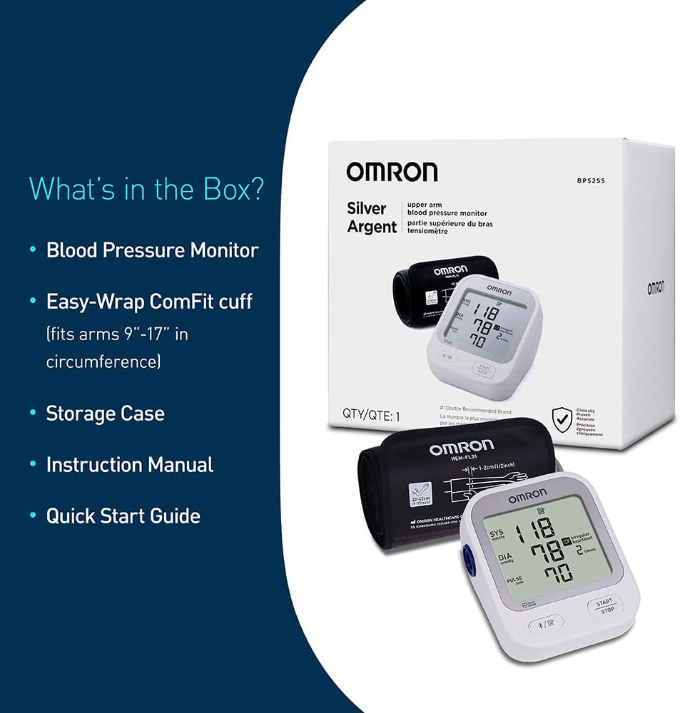 Omron BP5255 Silver Blood Pressure Monitor