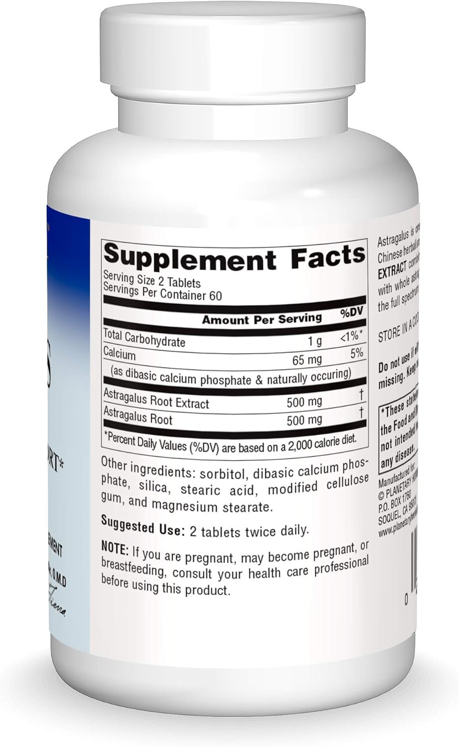 Planetary Herbals Full Spectrum Astragalus Extract, Botanical for Immune System Support 500 mg - 120 Tablets