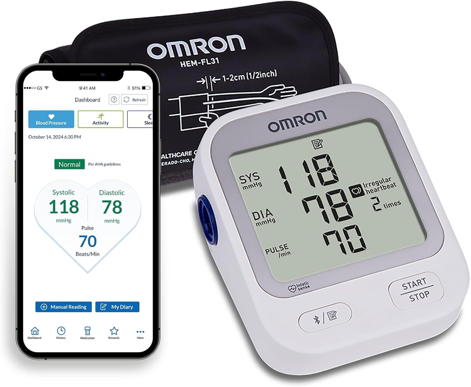 Omron BP5255 Silver Blood Pressure Monitor