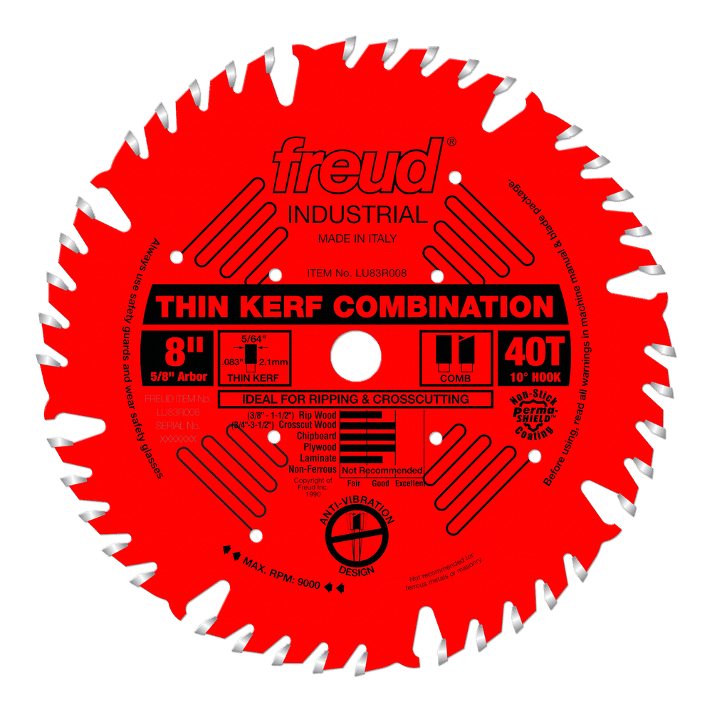 Freud LU83R008 8" Thin Kerf Combination Blade