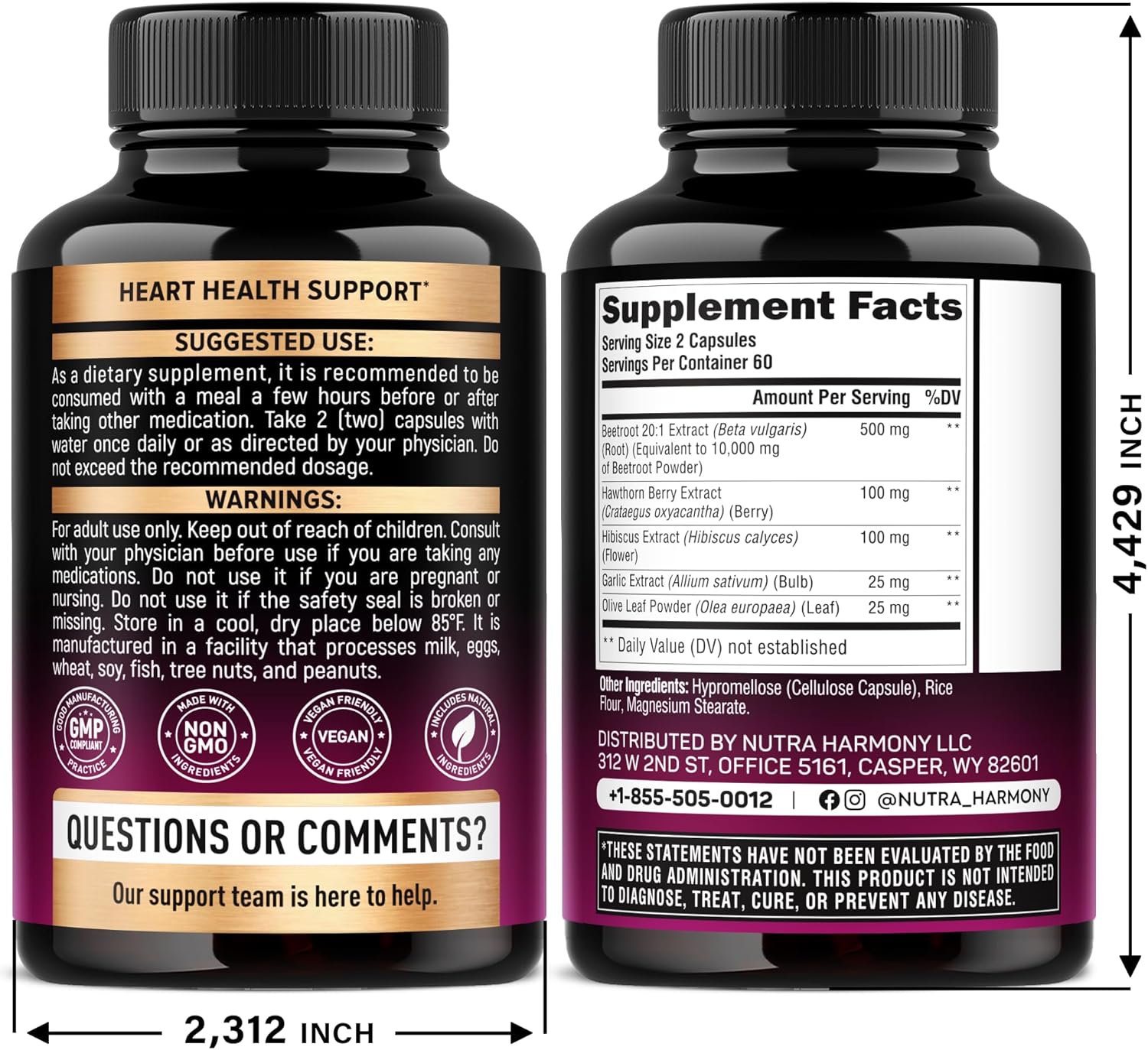 Nutra Harmony Beet Root Capsules - 120 Count