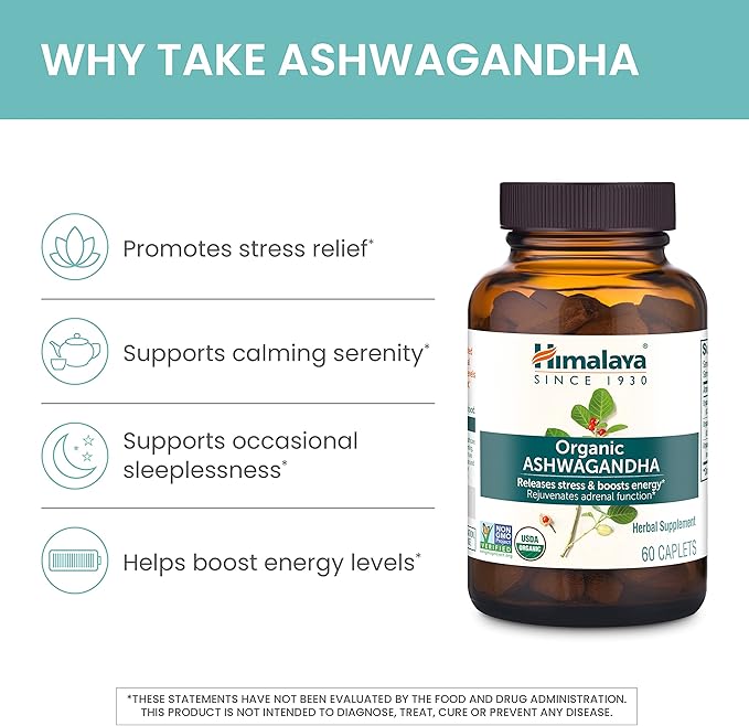 Himalaya Organic Ashwagandha Root, 60 Day Supply