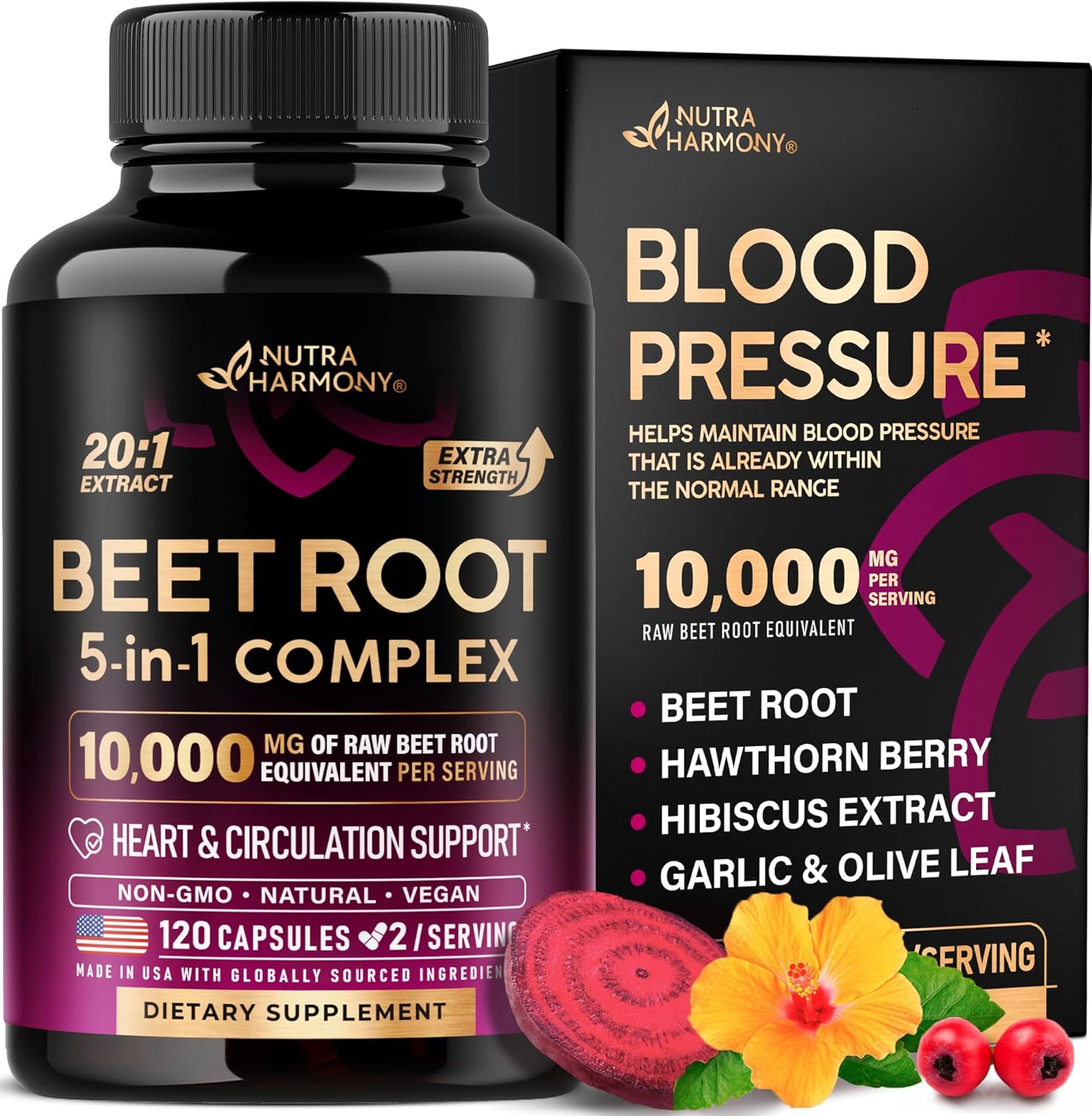 Nutra Harmony Beet Root Capsules - 120 Count