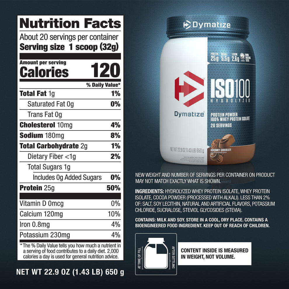 Dymatize ISO100 Hydrolyzed Protein Powder Gourmet Vanilla | 20 Servings
