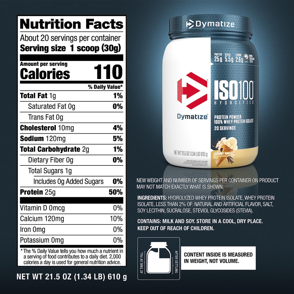 Dymatize ISO100 Hydrolyzed Protein Powder Gourmet Vanilla | 20 Servings