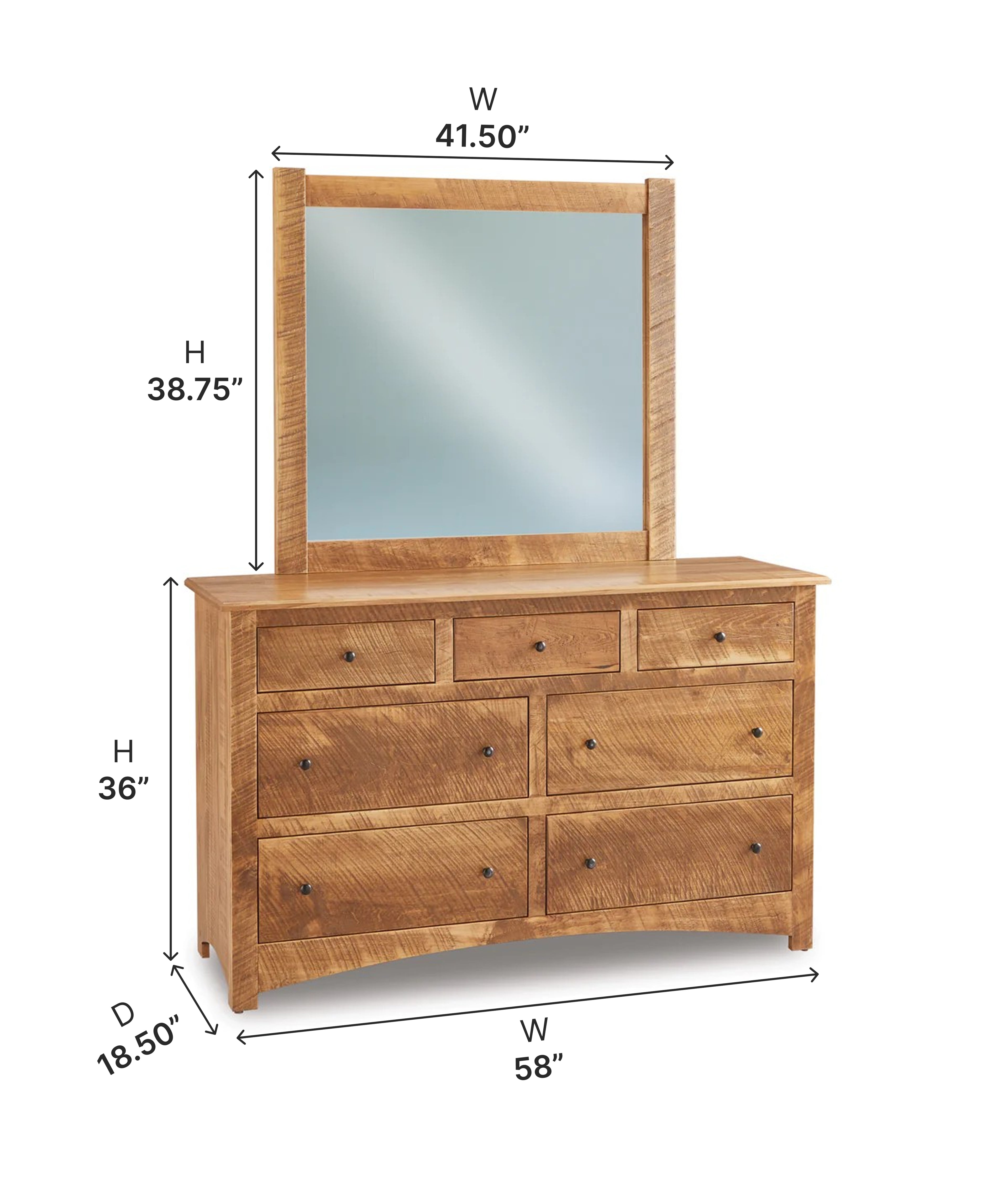 Amish Troy Simplicity Seven Drawer Dresser