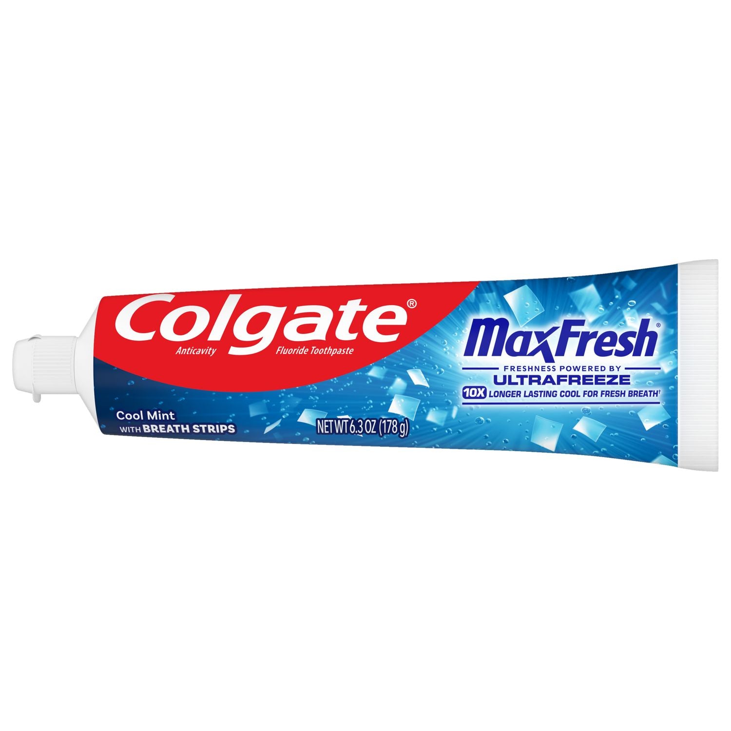 Colgate Max Fresh with Toothpaste with Mini Breath Strips, Cool Mint Toothpaste for Bad Breath