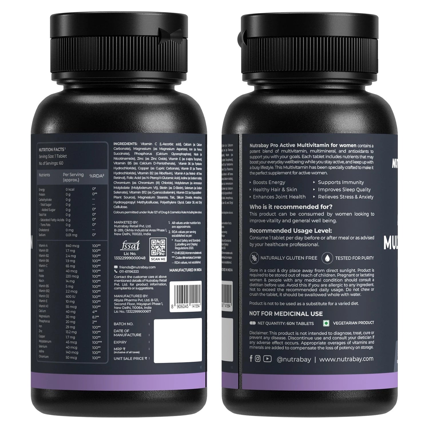 Nutrabay Pro Active Multivitamin for Women - 60 Tabs