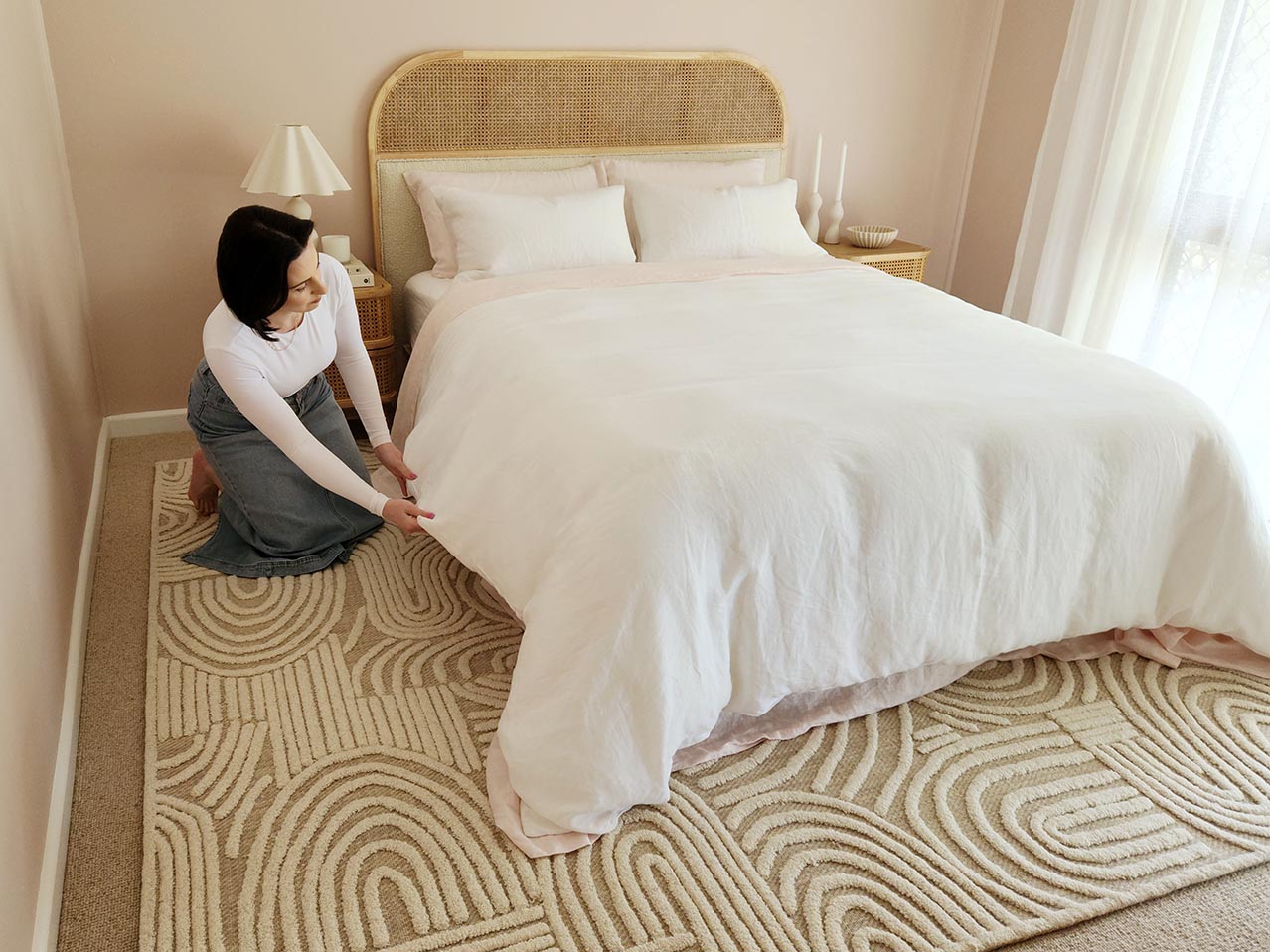 MA Maisie Cream and Ivory Textured Tribal Rug