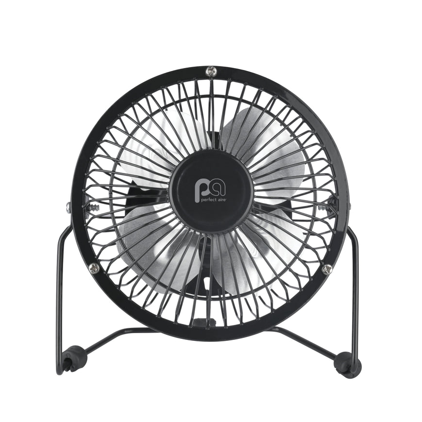 PA 4" USB-Powered Table Fan with 360-Degree Tilt Head and All-Metal Construction